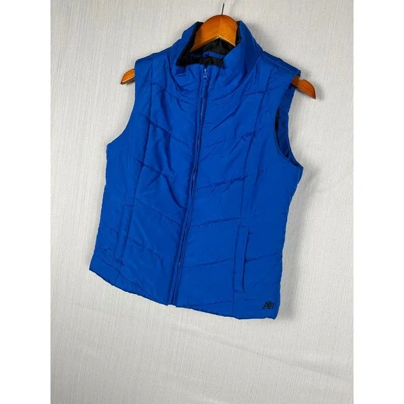 Aeropostale Puffer Vest Mens Medium Blue A87 Quilted Full Zip Sleeveless Jacket - Picture 1 of 7